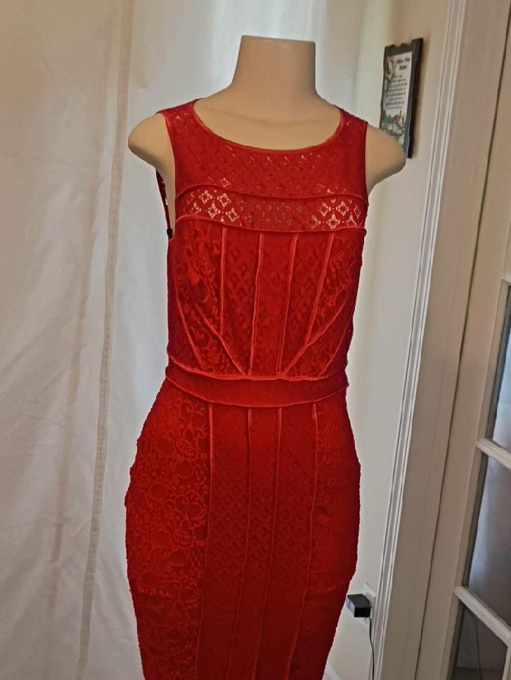 bebe Scarlet Lace Midi Dress